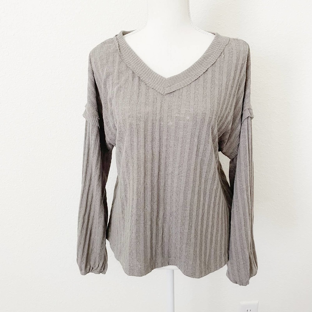 Altard State Gray Slouchy V-neck Sweater Size M
